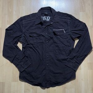 Black Label Men's Dark Casual Button Down Shirt